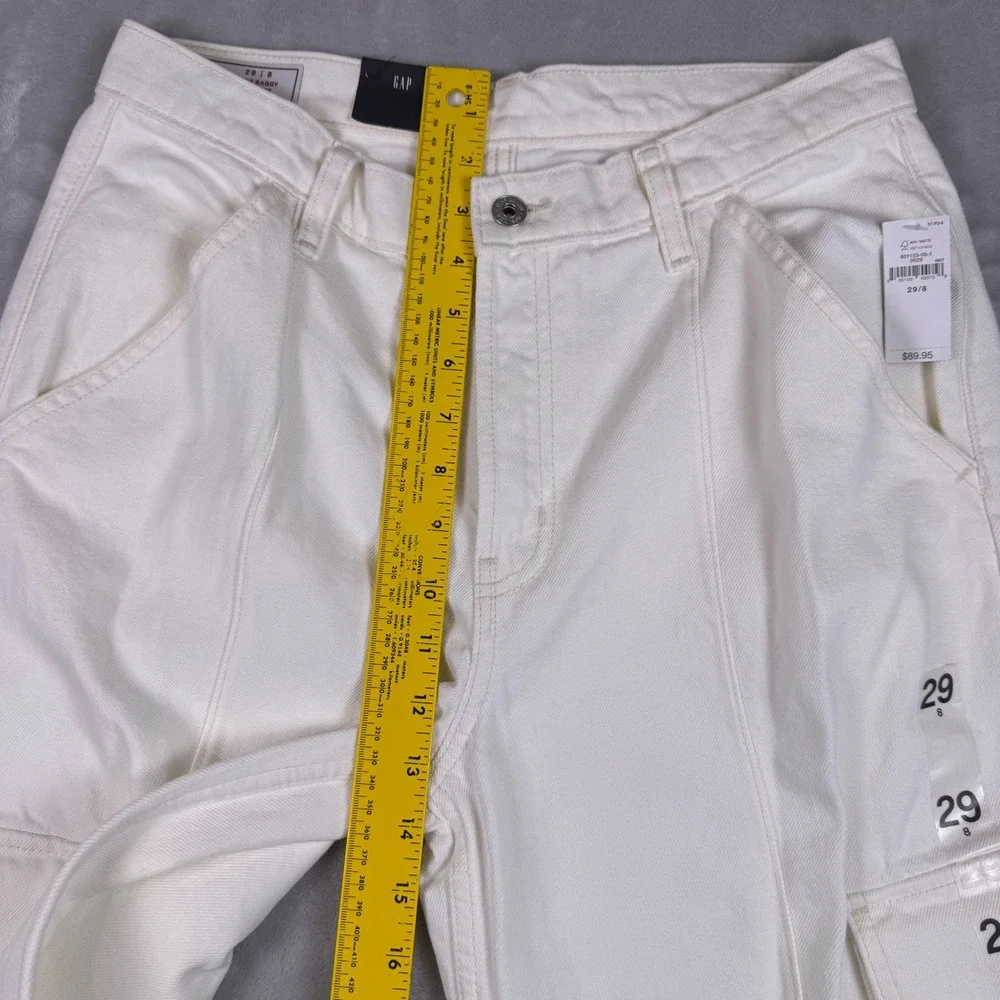 Gap Womens Wide Baggy‎ Low Rise Cargo Pants Off White Size 29/8 NEW